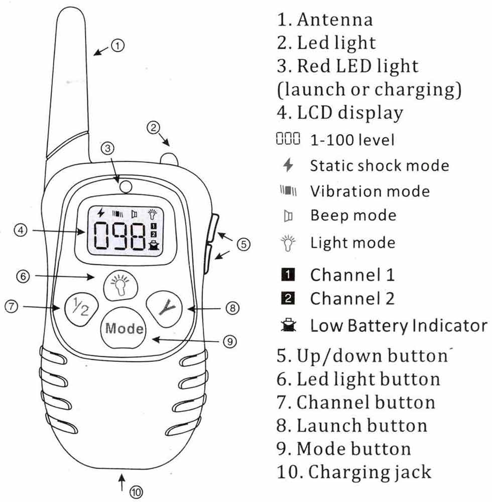 Электронный аккумуляторный ошейник, модель 998DR